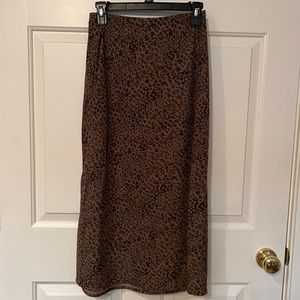 Satin-Look MIDI Slip Skirt in Leopard, Size XS